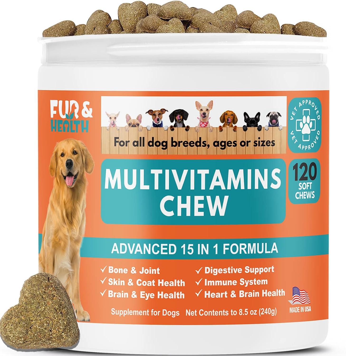 Fur & Health Multivitamin Soft Chews for Dogs | Daily Wellness Support with Essential Vitamins