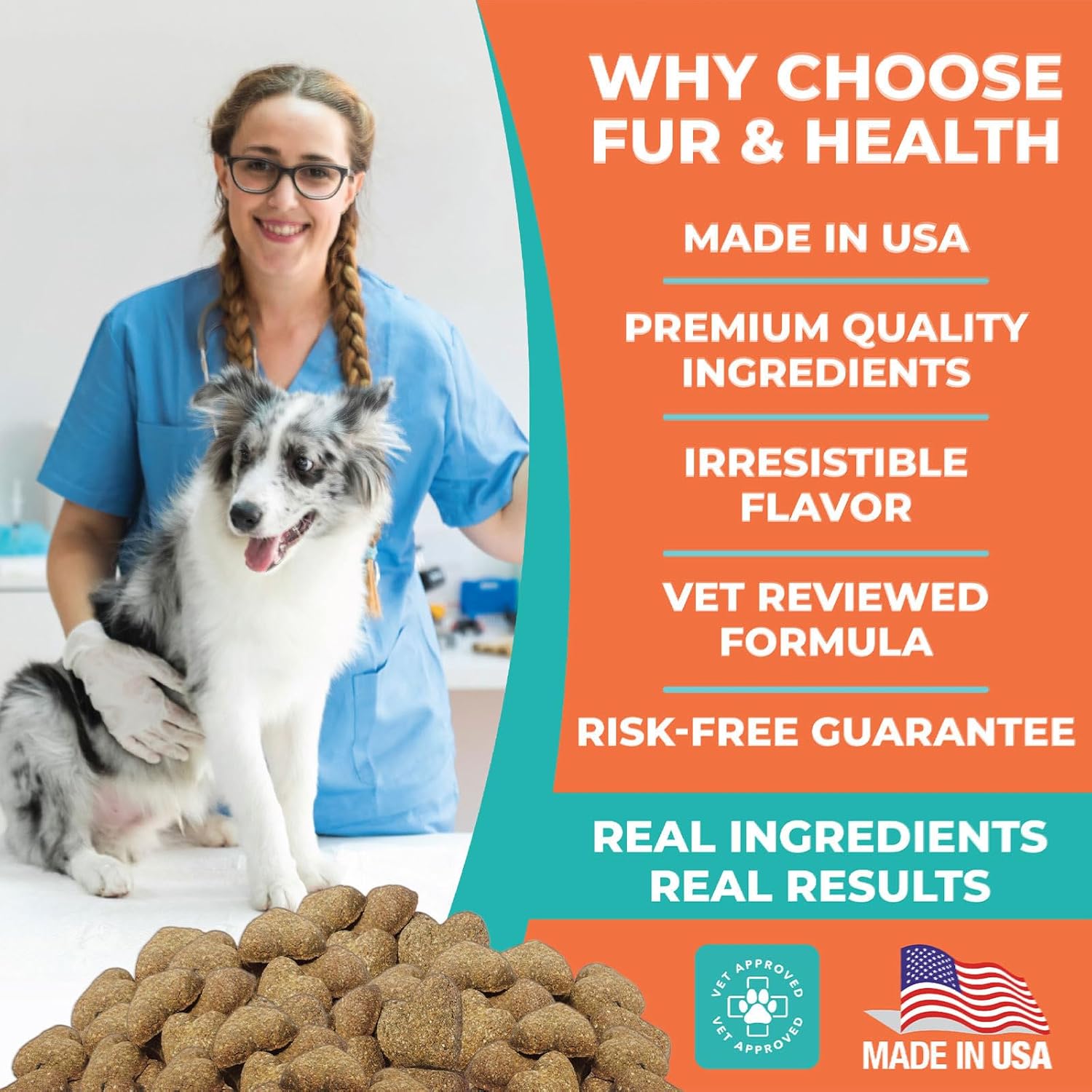 Fur & Health Probiotics for Dogs - Digestive Health Soft Chews with Probiotics & Enzymes